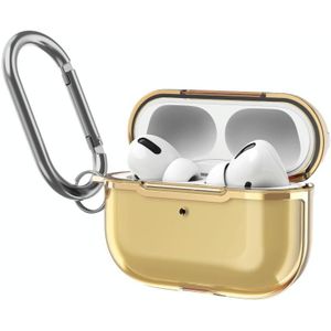 Ddehy668 Galomoplated transparante siliconen + pc-beschermkap voor Airpods Pro (transparant goud)