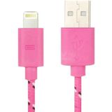 1m Nylon Netting Style USB 8 Pin Data Transfer Charging Cable  For iPhone X / iPhone 8 & 8 Plus / iPhone 7 & 7 Plus / iPhone 6 & 6s & 6 Plus & 6s Plus / iPad(Magenta)