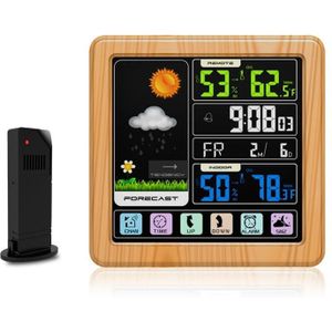 TS-3310 Wireless Weather Clock Multifunctional Color Screen Clock Creative Home Touch Screen Thermometer Wood Grain