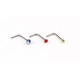 60 PCS Color Mixed Diamond Shape Stainless Steel Nose Stud Rings L Shaped Piercing Jewelry Pin Length: 7mm  pin diameter: 0.6mm (Colour)