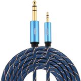 EMK 3.5mm Jack Male to 6.35mm Jack Male Gold Plated Connector Nylon Braid AUX Cable for Computer / X-BOX / PS3 / CD / DVD  Cable Length:5m(Dark Blue)
