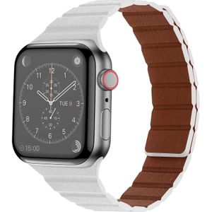 Sterke magnetische lederen horlogeband voor Apple Watch Series 7 45 mm / 6 & SE & 5 & 4 44mm / 3 & 2 & 1 42 mm