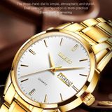 Olegs 6898 Men Waterdichte Luminous Steel Watch Band Quartz Watch (Gold White)