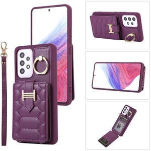 Voor Samsung Galaxy A52 Vertical Card Bag Ring Holder Phone Case met Dual Lanyard