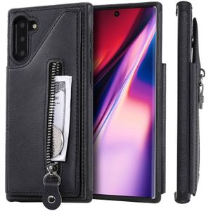 For Galaxy Note 10 Solid Color Double Buckle Zipper Shockproof Protective Case(Black)