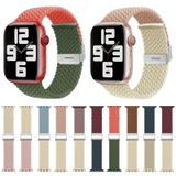 Nylon gevlochten stiksels gesp horlogeband voor Apple Watch Ultra 49 mm / serie 8 & 7 45 mm / SE 2 & 6 & SE & 5 & 4 44 mm / 3 & 2 & 1 42 mm (Melkthee Starlight)