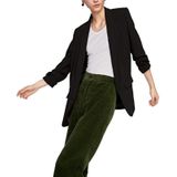Women Solid Color Buckleless Slim Casual Suit (Color:Black Size:XXL)