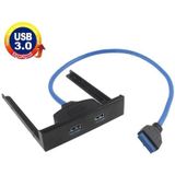 USB 3.0 Front Panel Floppy Disk Bay 20 Pin 2 Ports HUB Bracket Cable(Black)