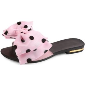 Zomer dames wilde woord slippers Bow antislip strand schoenen  grootte: 39 (roze)
