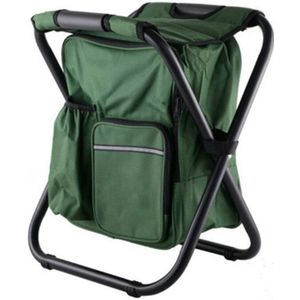 Outdoor Portable Folding Camping Chair Light Fishing Beach Chair Stainless Steel Pipe Folding Chair with Ice Bag(Green)