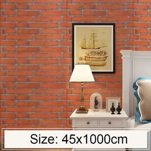 Small Yellow Brick Creative 3D Stone Brick Decoration Wallpaper Stickers Bedroom Living Room Wall Waterproof Wallpaper Roll  Size: 45 x 1000cm