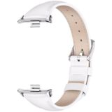 Voor Xiaomi Mi Band 8 Pro Mijobs lederen slanke horlogeband (wit zilver)