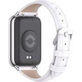 Voor Xiaomi Mi Band 8 Pro Mijobs lederen slanke horlogeband (wit zilver)