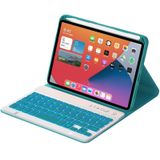 HK006D vierkante toetsen afneembare Bluetooth Candy kleur toetsenbord lederen geval met kleurrijke achtergrondverlichting en houder voor iPad mini 6 (donkergroen)