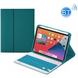 HK006D vierkante toetsen afneembare Bluetooth Candy kleur toetsenbord lederen geval met kleurrijke achtergrondverlichting en houder voor iPad mini 6 (donkergroen)