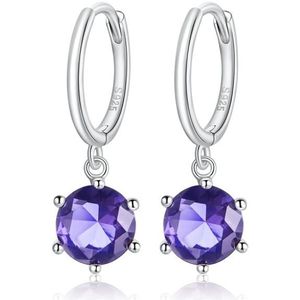S925 Sterling Silver Water Drop Zircon Women Earrings(Purple)