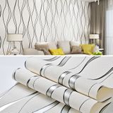 Simple 3D Water Ripple Non-woven Wallpaper Home Decoration Wall Sticker(White)