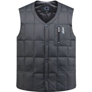 White Duck Down Jacket Vest Men Middle-aged Autumn Winter Warm Sleeveless Coat  Size:XXXL(Grey)