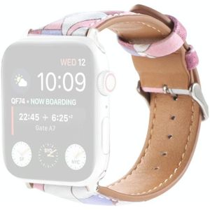 Marble Ethnic Style Printed Leather Watchband For Apple Watch Series 6 & SE & 5 & 4 44mm / 3 & 2 & 1 42mm(Marble Pink)