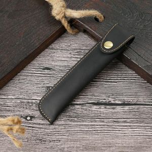 Pen Bag Personality Retro Pure Handmade First Layer Leather Pen Case Protective Cover(Mad Horse Skin Black)