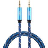 EMK 3.5mm Male to Male Grid Nylon Braided Audio Cable for Speaker / Notebooks / Headphone  Length: 0.5m (Blue)