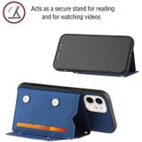 Skin Feel PU + TPU + PC Back Cover Shockproof Case with Card Slots & Holder & Photo Frame For iPhone 12 mini(Royal Blue)