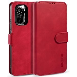 For Xiaomi Redmi K40 DG.MING Retro Oil Side Horizontal Flip Leather Case with Holder & Card Slots & Wallet(Red)