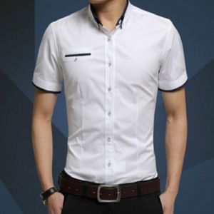 Mannen Business shirt korte mouwen turn-down kraag shirt  maat: L (wit)