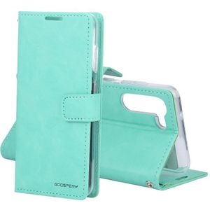For Samsung Galaxy S21 FE GOOSPERY BLUE MOON Crazy Horse Texture Horizontal Flip Leather Case with Holder & Card Slot & Wallet(Mint Green)