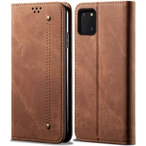 For Galaxy Note10 Lite / M60s / A81 Denim Texture Casual Style Horizontal Flip Leather Case with Holder & Card Slots & Wallet(Brown)