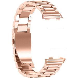 Voor Oppo Horloge 41mm Drie-Kralen Staalvervanging Strap Horlogeband (ROSE GOUD)