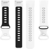 Voor Fitbit Charge 5 tweekleurige siliconenvervangingriem horlogeband (wit zwart)