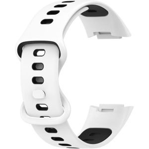 Voor Fitbit Charge 5 tweekleurige siliconenvervangingriem horlogeband (wit zwart)