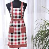 Kitchen Cooking Oil-resistant Brushed Apron Smock(Red Plaid)