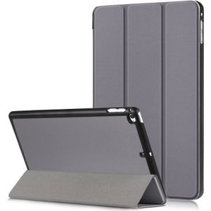 Custer Texture Horizontal Flip Leather Case for  iPad Mini 2019 & Mini 4  with Three-folding Holder & Sleep / Wake-up Function (Grey)