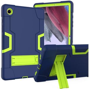 Voor Samsung Galaxy Tab A8 Contrast Kleur Robot Silicone Hybrid PC Tablet Case met Houder (Marineblauw Geel Groen)