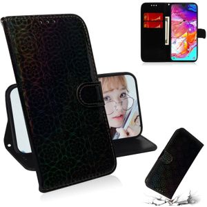 For Galaxy A70 Solid Color Colorful Magnetic Buckle Horizontal Flip PU Leather Case with Holder & Card Slots & Wallet & Lanyard(Black)
