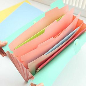 2 PCS Candy Color Document Bag Multilayer 5 Into the Folder  Random Color Delivery