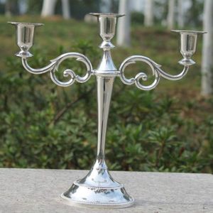 Retro Candlestick Home Decoration Living Room Cafe Theme Restaurant Jewelry Candlelight Dinner Props Gifts  Style:Silver-3 Arms