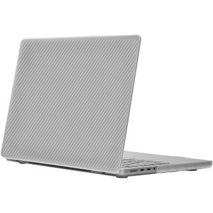 Voor MacBook Pro 16.2 inch A2485 2021 WIWU Ikavlar Crystal Shield koolstofvezel textuur laptoptas (transparant wit)