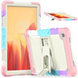 Schokbestendige kleurrijke siliconen + beige pc tablet beschermhoes met houder en schouderriem voor Samsung Galaxy Tab A7 2020 T500 (Camouflage Pink)