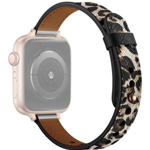 14mm Couple Style Leather Replacement Strap Watchband For Apple Watch Series 7 & 6 & SE & 5 & 4 40mm  / 3 & 2 & 1 38mm(Leopard Print)