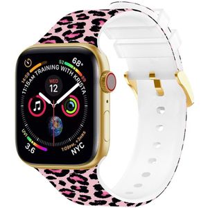 Vierkante gesp kleurendruk horlogeband voor Apple Watch Series 7 41 mm / 6 & SE & 5 & 4 40 mm / 3 & 2 & 1 38 mm (luipaard 1)