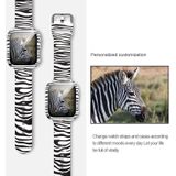 Silicone Printing Integrated Replacement Watch Case Watchband For Apple Watch Series 6 & SE & 5 & 4 44mm(Zebra)