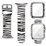 Silicone Printing Integrated Replacement Watch Case Watchband For Apple Watch Series 6 & SE & 5 & 4 44mm(Zebra)