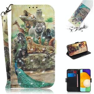 For Samsung Galaxy A52 5G / 4G 3D Painted Pattern Magnetic Attraction Horizontal Flip Leather Case with Holder & Card Slot & Wallet & Lanyard(Zoo)