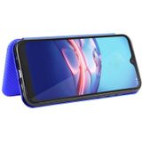 For Motorola Moto E(2020) Carbon Fiber Texture Magnetic Horizontal Flip TPU + PC + PU Leather Case with Rope & Card Slot(Blue)