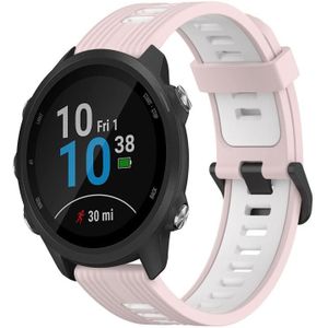Voor Garmin Forerunner 245 20 mm verticaal patroon tweekleurige siliconen horlogeband (roze+wit)