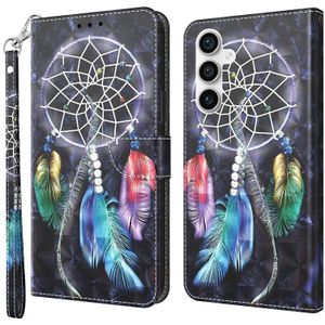 Voor Samsung Galaxy S23 FE 5G 3D geschilderd lederen telefoonhoesje (kleurrijke Dreamcatcher)