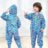 Siamese Children Raincoat  Print Thin Section Hooded  Raincoat  Size: L(Blue)